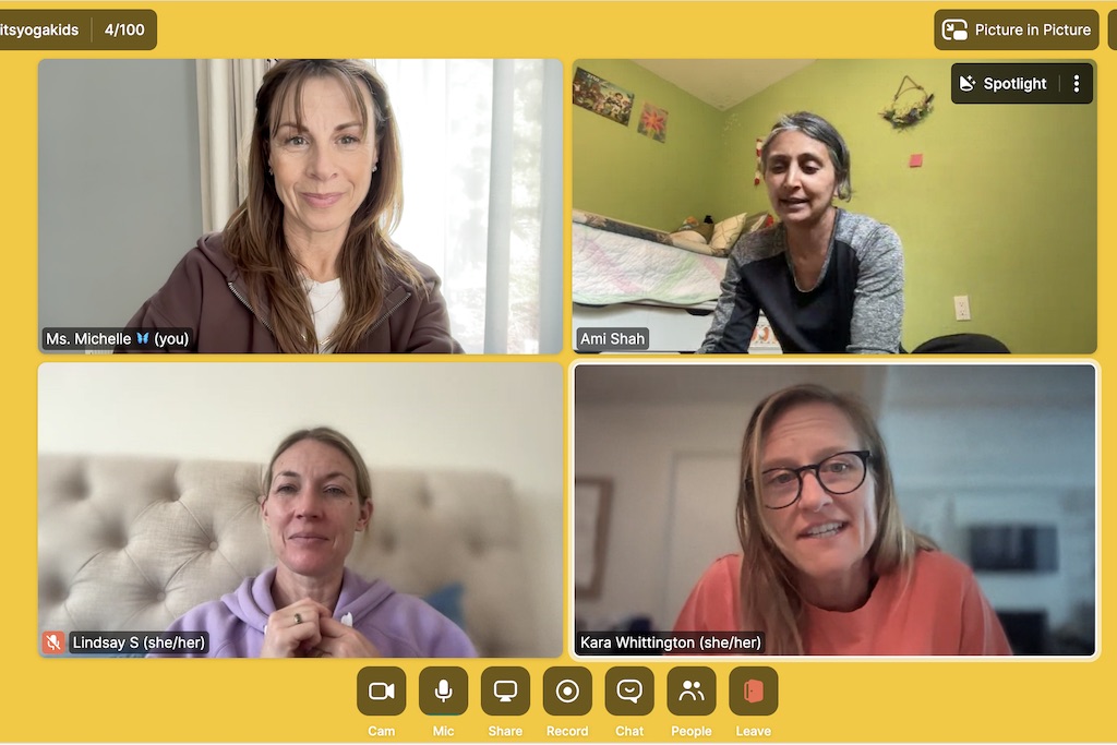 Four student in kids yoga teacher training online