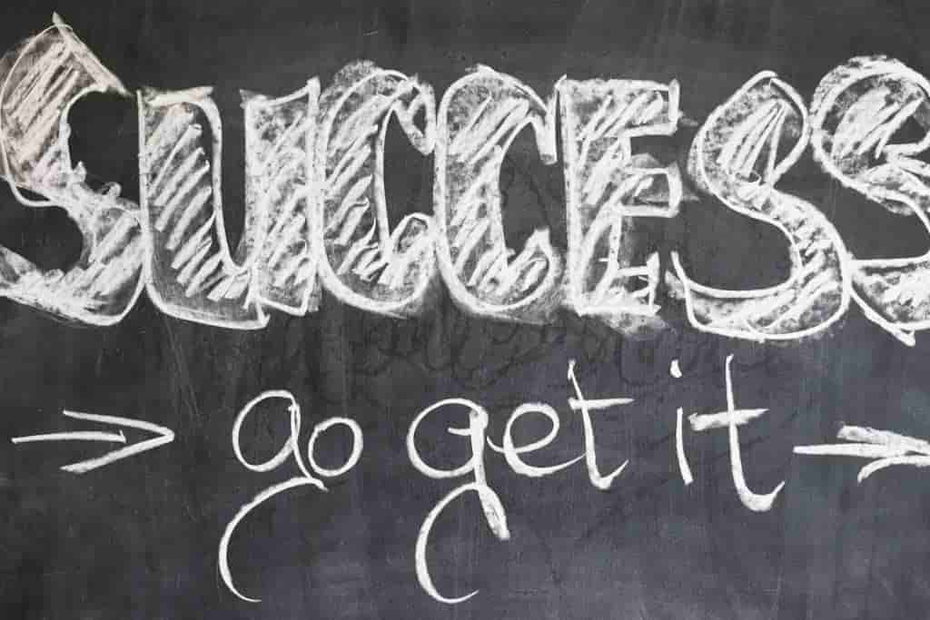 The words Success - go get it - on a chalkboard